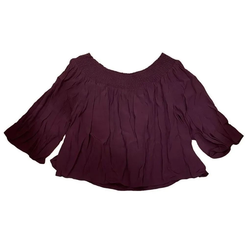 Aritzia Blouse Womens L Talula Marcilly Off The Shoulder Burgundy